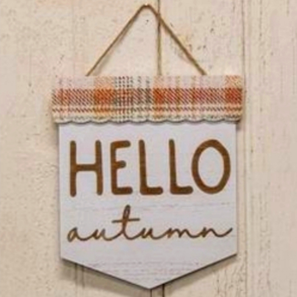 Plaid 'Hello Autumn' Wall Hanging